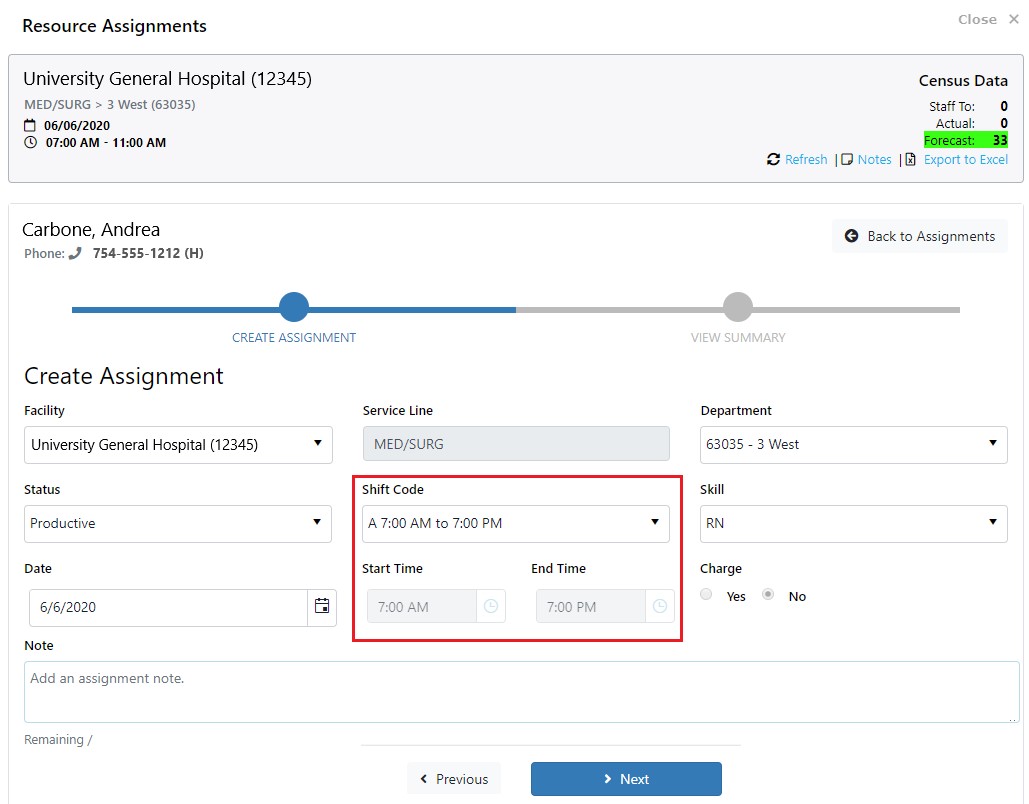 Create Assignment Page